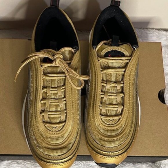 Nike Air Max 97 Metallic Gold Sneakers - Picture 1 of 7